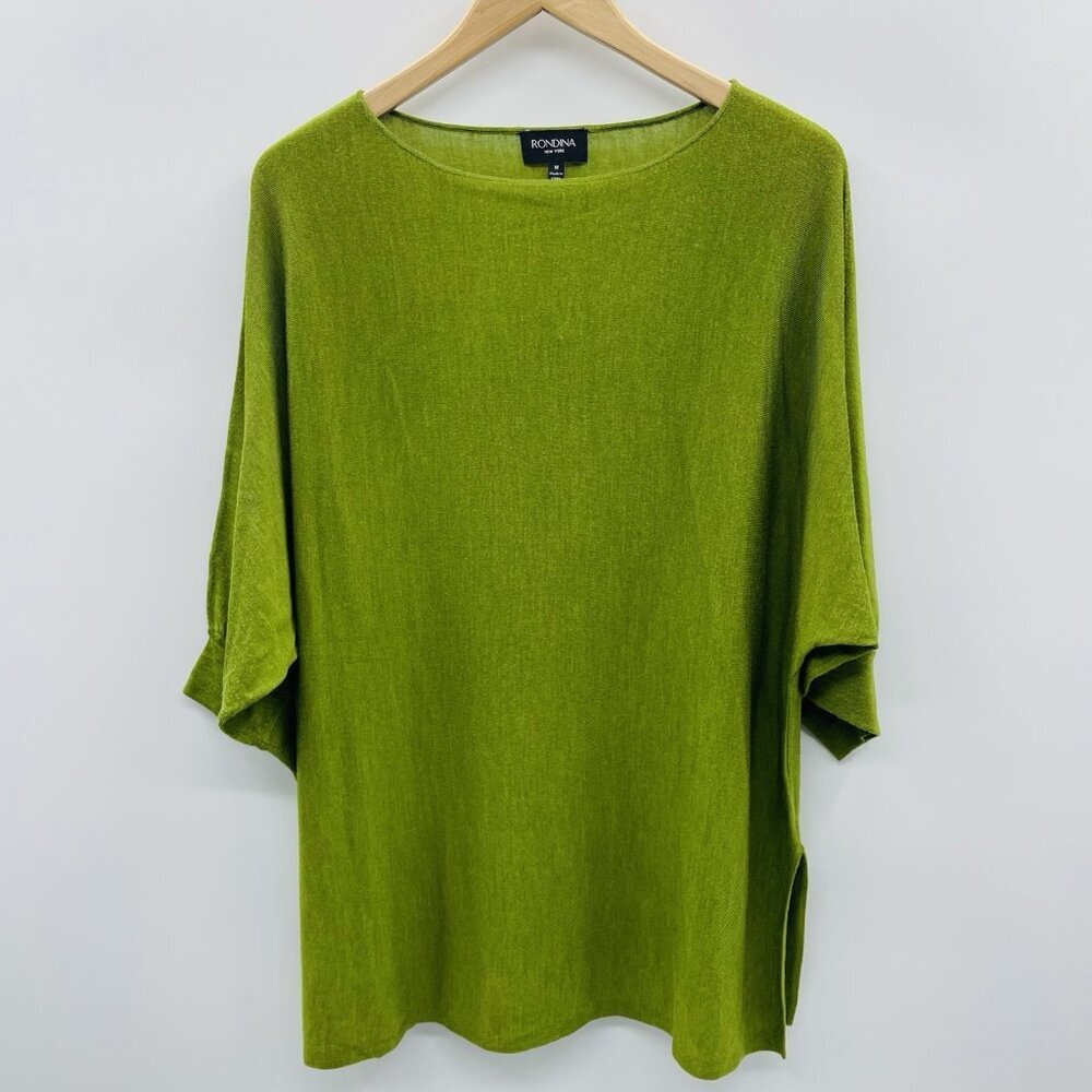 Rondina New York Womens Medium Wool/Silk Blend 3/4 Sleeve Sweater in Green‎ 1976